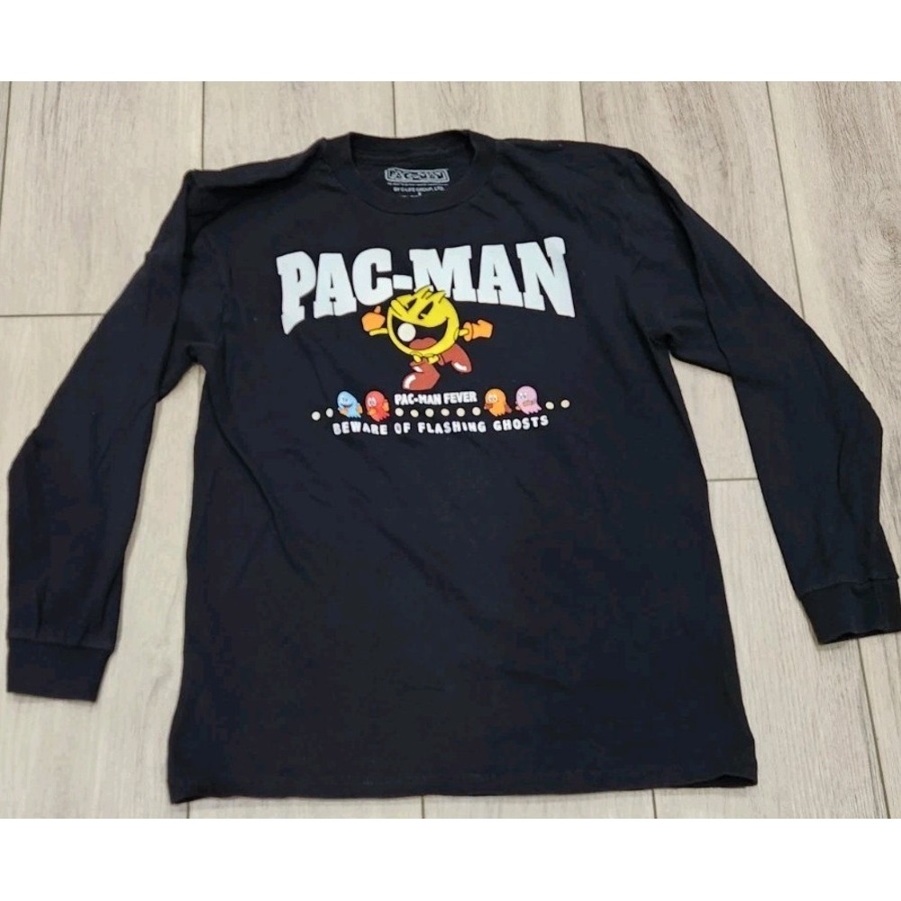 Pac-Man Fever Shirt Youth 8 Black Long Sleeve Graphic 100%‎ Cotton Casual Tee